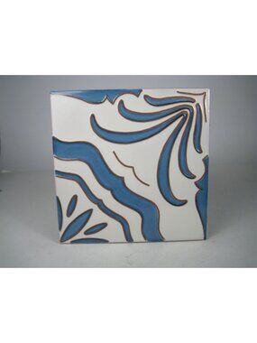 Decorative Ceramic Tile With Blue & White Abstract Design